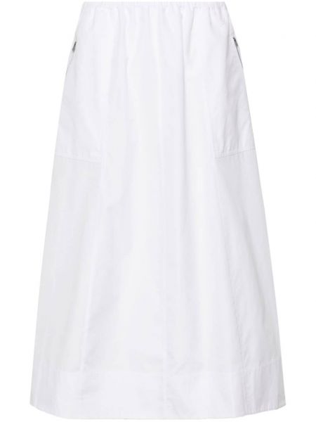 Pamučna midi suknja Vince bijela