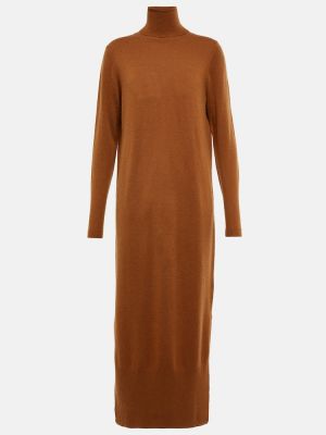 Vestido largo de lana de cachemir con estampado de cachemira Jardin Des Orangers marrón