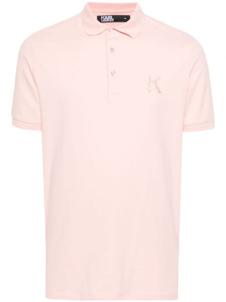 Polo majica s vezom od jersey Karl Lagerfeld ružičasta
