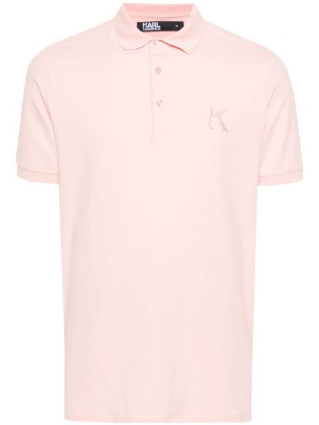 Jersey işlemeli polo yaka tişört Karl Lagerfeld pembe