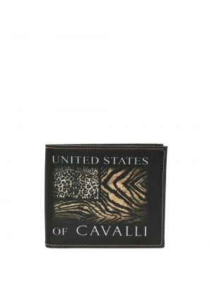 Peňaženka s potlačou Roberto Cavalli čierna