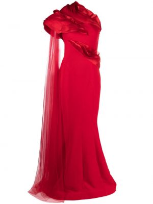 Koktejl obleka z draperijo Gaby Charbachy rdeča