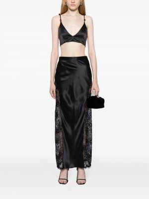 Krajkové květinové hedvábné dlouhá sukně Fleur Du Mal černé