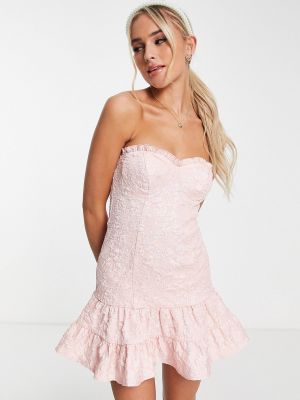 Выпускное жаккард платье Miss Selfridge розовое