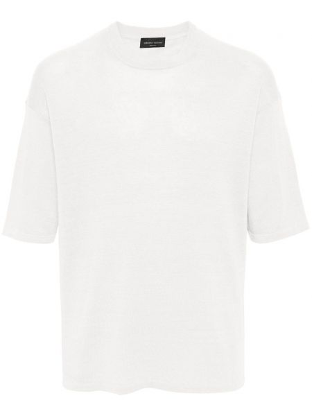 Lininis marškinėliai Roberto Collina balta
