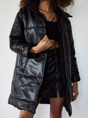 Kožený kabát Xhan čierna