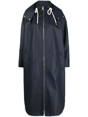 Kabát s kapucí s potiskem Emporio Armani modrý