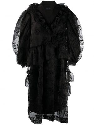Vestido con bordado de flores de tul Simone Rocha negro