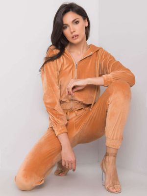 Velurové sportovní kalhoty Fashionhunters oranžové