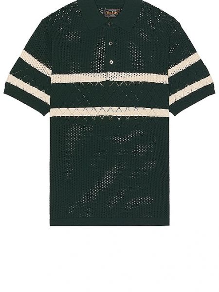 Polo a righe in mesh Beams Plus verde