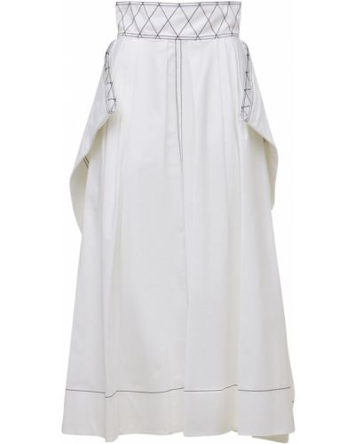 Bavlnená dlhá sukňa Tory Burch biela