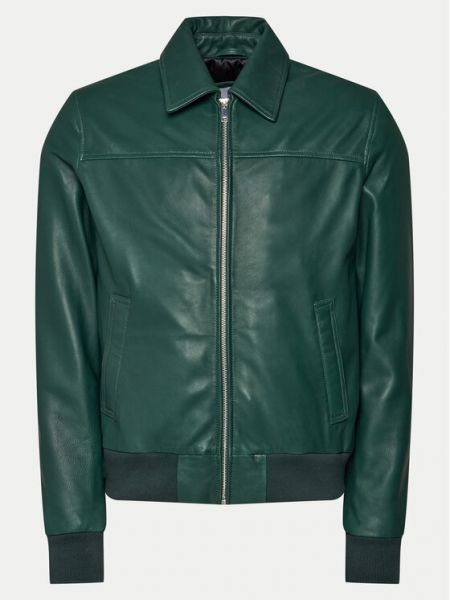 Зеленая кожаная куртка Serge Pariente