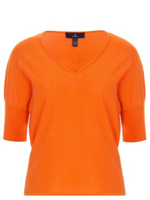 Хлопковый свитер с пайетками Re Vera оранжевый
