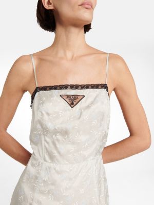 Φλοράλ μίντι φόρεμα με δαντέλα Prada