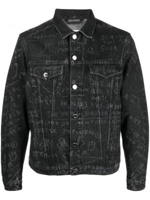 Jeansjacke mit print études schwarz