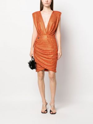 Sukienka koktajlowa dopasowana Philipp Plein pomarańczowa