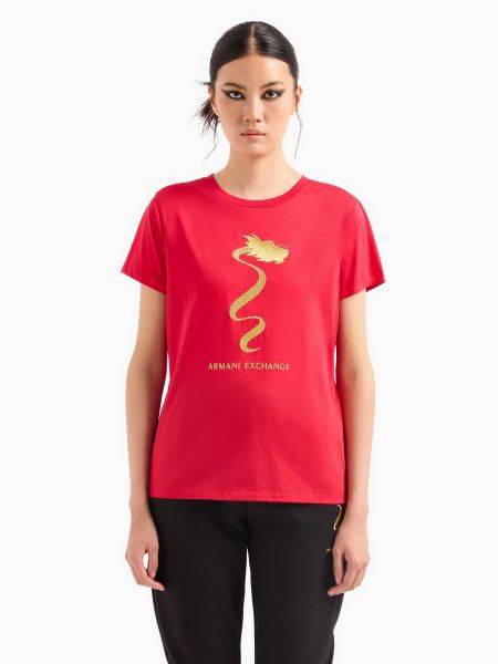 Хлопковая футболка Armani Exchange красная