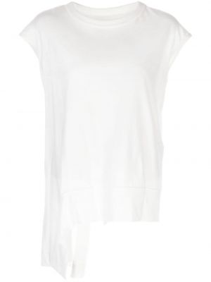 Asimetriškas medvilninis marškinėliai Yohji Yamamoto balta