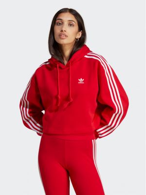 Relaxed fit džemperis su gobtuvu Adidas raudona