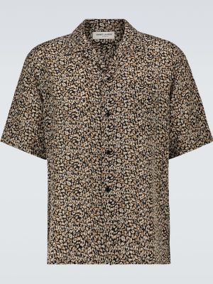 Hodvábna košeľa s potlačou s leopardím vzorom Saint Laurent