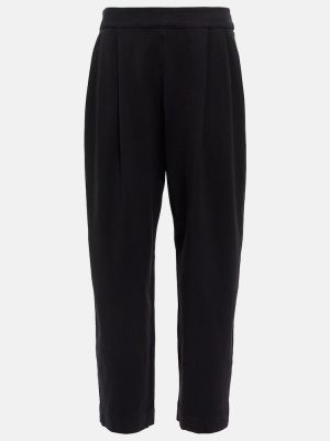 Bavlněné sametové rovné kalhoty Velvet černé