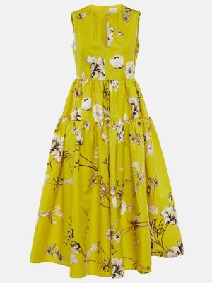 Kvetinové bavlnené midi šaty Erdem žltá