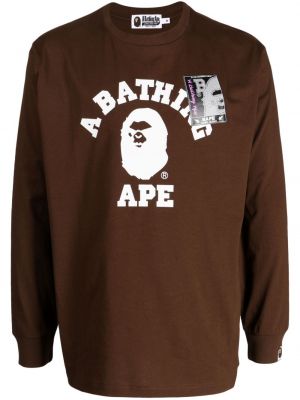 T-shirt di cotone con stampa A Bathing Ape® marrone