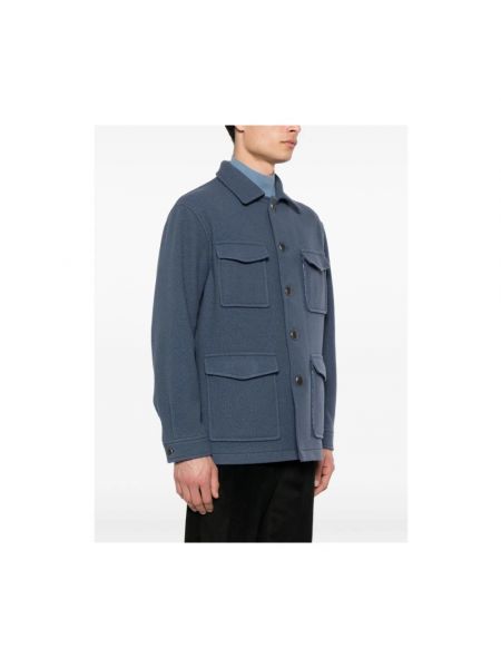 Abrigo de lana plisado Tagliatore azul