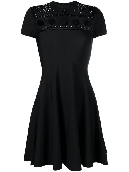 Vestido de cóctel con bordado con lunares de punto Valentino negro
