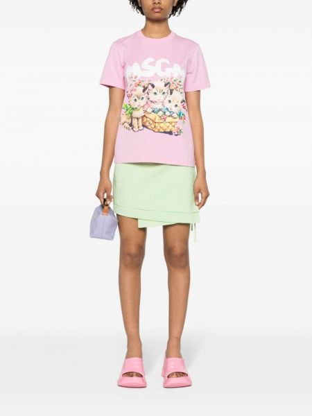 T-shirt aus baumwoll mit print Msgm pink