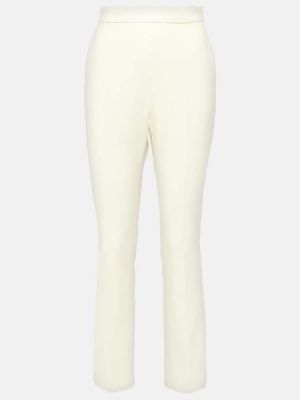 Pantaloni dritti di lana slim fit Max Mara bianco