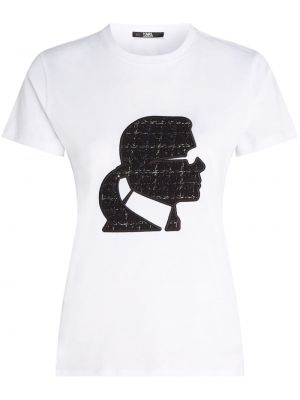 T-shirt col rond Karl Lagerfeld blanc