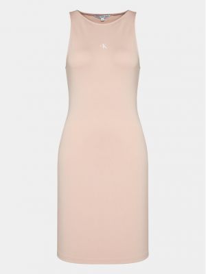 Дънкова рокля slim Calvin Klein Jeans розово