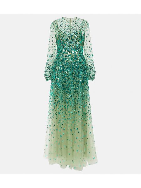 Maksi suknelė iš tiulio Valentino žalia