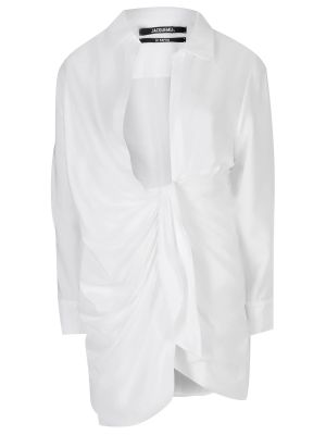 Платье-рубашка из вискозы Jacquemus белое