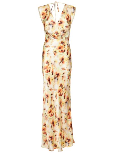 Satynowa sukienka długa z wiskozy w kwiatki Bec + Bridge