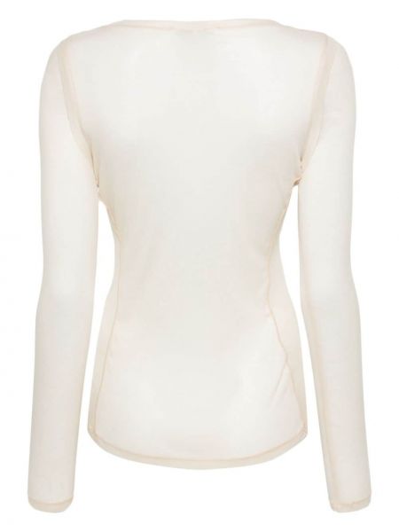 T-shirt en lyocell à motif mélangé Victoria Beckham beige