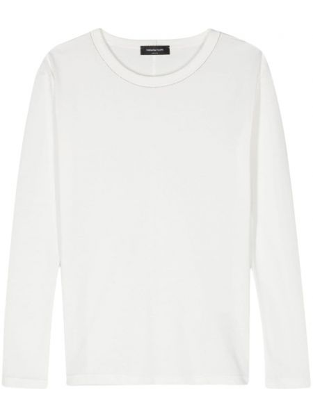 Βαμβακερή μπλούζα με χάντρες Fabiana Filippi λευκό