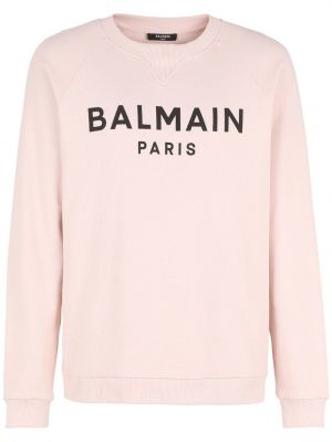 Trykt bomull sweatshirt Balmain rosa