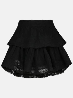 Mini spódniczka bawełniana z falbankami Loveshackfancy Czarna
