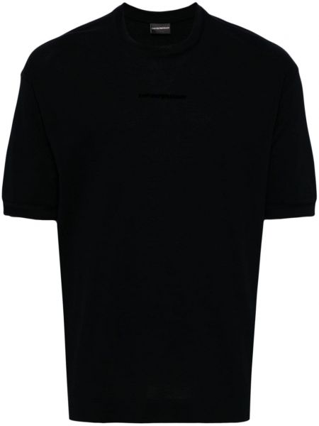Raštuotas medvilninis marškinėliai Emporio Armani juoda