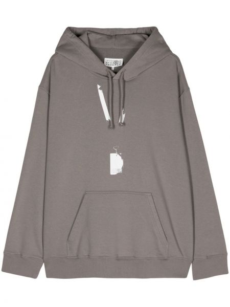 Pamučna hoodie s kapuljačom s printom Mm6 Maison Margiela siva