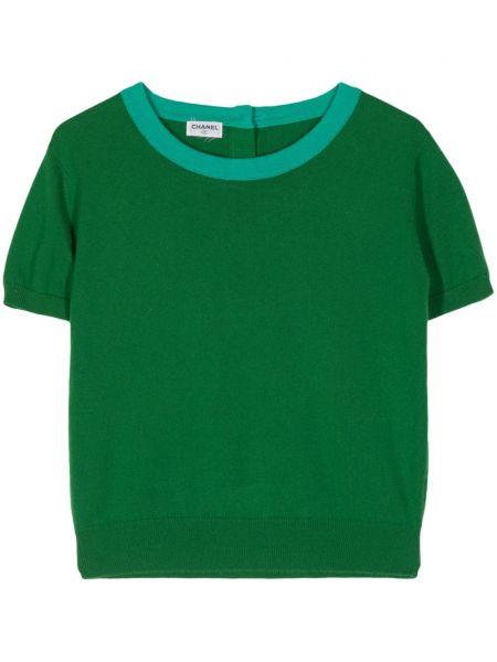 Плетен вълнен топ Chanel Pre-owned зелено