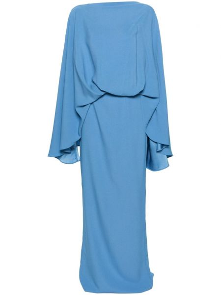 Dolga obleka iz krep tkanine Taller Marmo modra