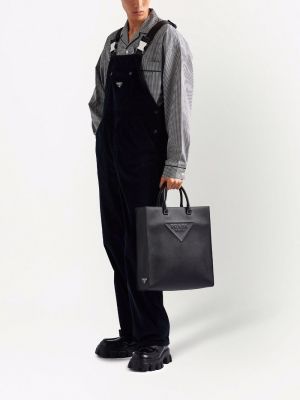 Leder shopper handtasche Prada schwarz