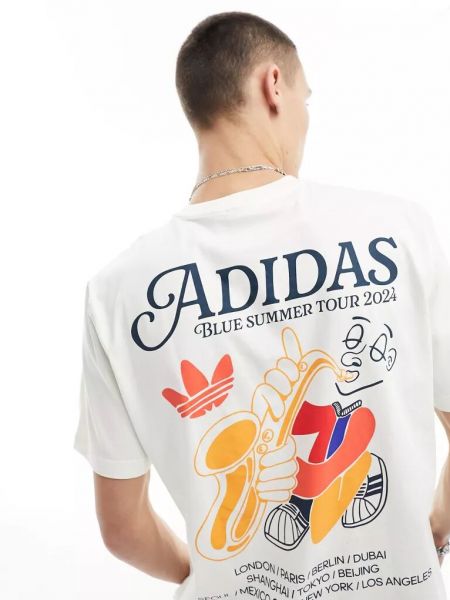 Поло с надписями Adidas Originals белое