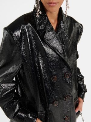 Manteau en cuir Alessandra Rich noir
