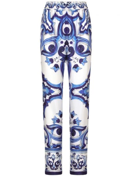Pantaloni de mătase cu imagine Dolce & Gabbana
