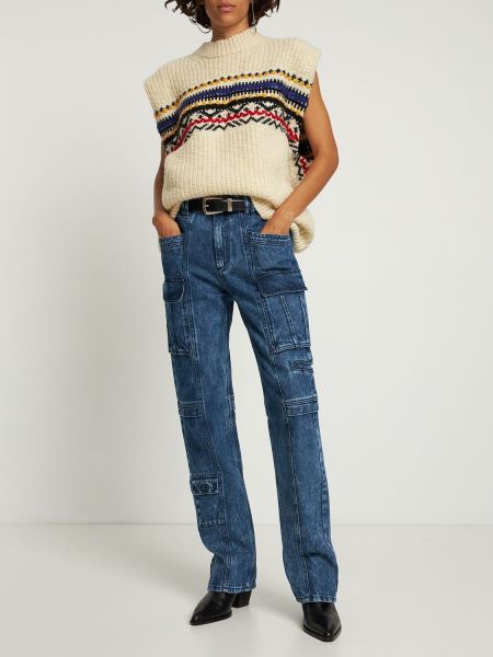 Proste jeansy bawełniane Isabel Marant białe