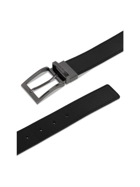 Cinturón de cuero con hebilla de cuero Emporio Armani negro